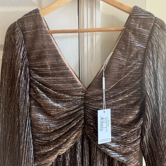 Petal & Pup Lustre Long Sleeve Midi Dress - Bronze (NWT) - Picture 2 of 5